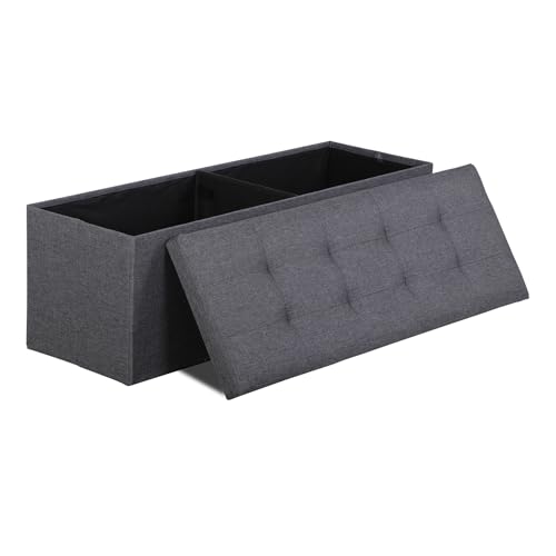 SUPER DEAL Folding Storage Ottoman Bench, 43 Inches Footrest with Padded Seat Large Box Storage Chest for Bedroom Living Room Entryway, 660 lbs Capacity 15' x 43' x 15' Dark Gray