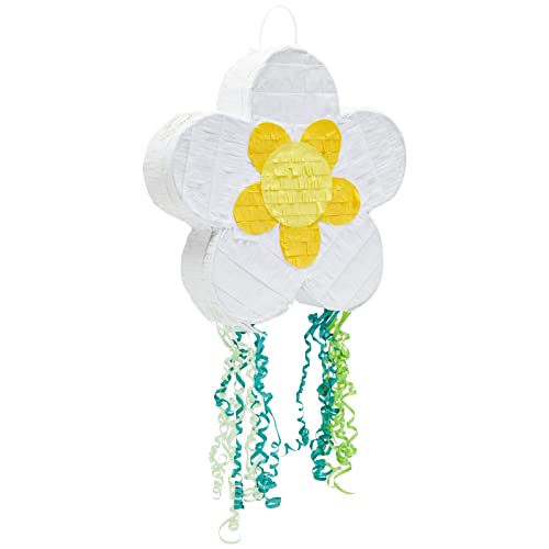 BLUE PANDA Pull String Daisy Pinata for Spring Flower Birthday Party Decorations (Small, 13 x 13 x 3 Inches)