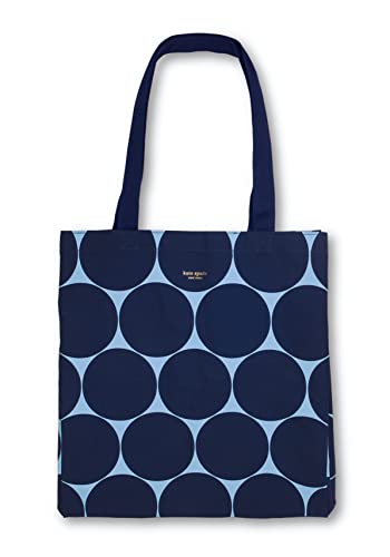 Kate Spade New York Canvas Tote Bag for Women, Cute Tote Bag for Teacher, Blue Canvas Beach Bag, Book Tote with Pocket, Joy Dot