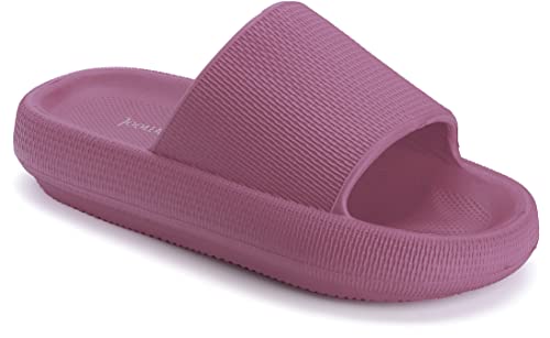 Joomra Womens Shower Slippers Slides Cushioned for Mens Quick Drying Female Pillow House Shoes Pool Beach Spa House Garden Sandals Ladies Male Sandalias Fuchsia 40-41
