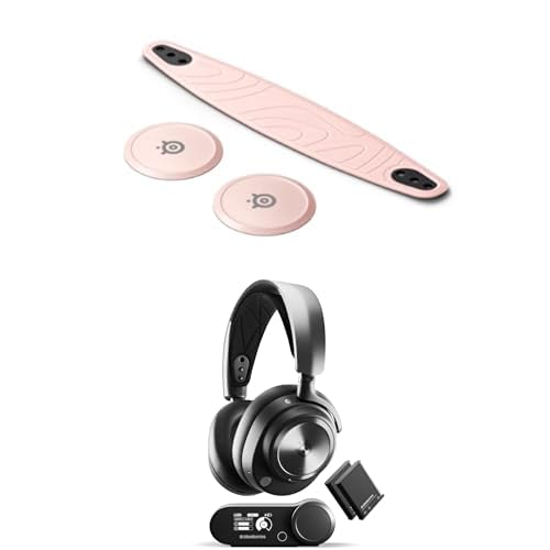 SteelSeries Nova Bundle: Arctis Nova Pro Headset + Nova Booster Pack - Rose Quartz Headband, Customizable Speaker Plates - Hi-Fi Drivers, ANC - Infinity Power System - PC, PS5/PS4, Switch, Mobile