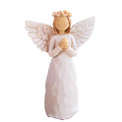 Praying Angel Figurine Hand Craved Guardian Angel Sculpture Surrounded by Love Sympathy Gift of Encouragement Women Present Home Decor Ornament