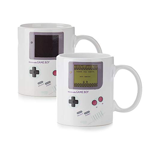 Paladone Gameboy Heat Changing Coffee Mug - Gift for Gamers, Nerds, Nintendo Mario Fans, Men, and Retro 90s Game Enthusiasts - 10 Ounces