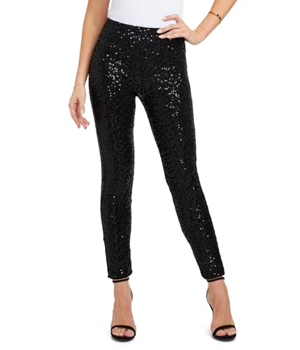 Tipsy Elves Women's Black Sequin High Waisted Leggings Size Large