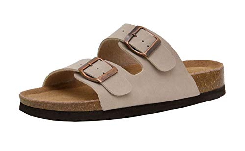 CUSHIONAIRE Women's Lane Cork Footbed Sandal With +Comfort, Stone, 9