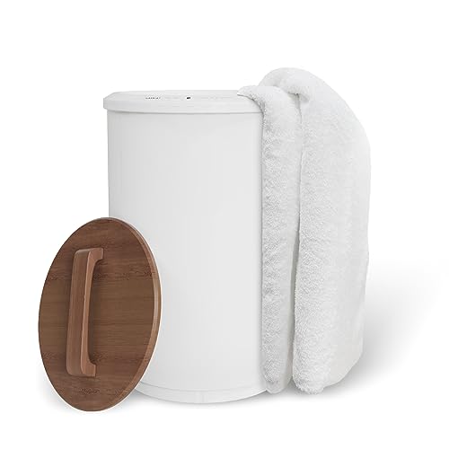 SAMEAT Large Towel Warmer for Bathroom - Heated Towel Warmers Bucket, Wooden Lid, Auto Shut Off, Fits Up to Two 40'X70' Oversized Towels, Best Ideals