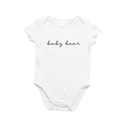 Printique Organic GOTS Certified Baby Onesie Unisex Bodysuit 0-18 months - Baby Bear | Funny Cute Animal Hand-Made Gift (Baby Bear, 0-3 Months)