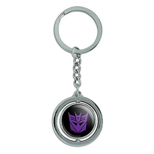 GRAPHICS & MORE Transformers Decepticon Symbol Keychain Spinning Round Chrome Plated Metal
