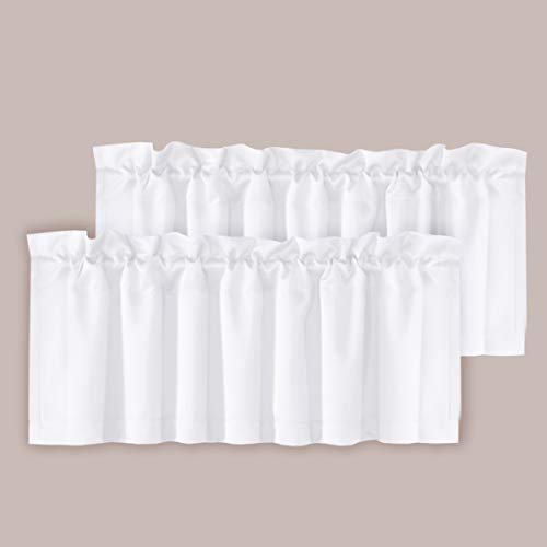 H.VERSAILTEX 2 Panels Blackout Curtain Valances for Kitchen Windows/Bathroom/Living Room/Bedroom Privacy Decorative Rod Pocket Short Window Valance Curtains, 52' W x 18' L, Pure White