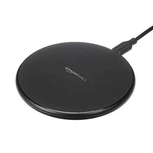 Amazon Basics 15W Qi Certified Wireless Charging Pad (iPhone 15/14/13/12/11/X, Samsung), with USB Cable (No AC Adapter), Black