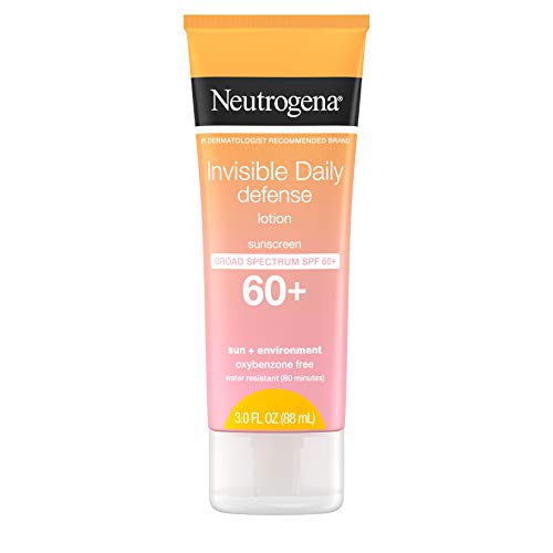 Neutrogena Invisible Daily Sunscreen Lotion, Broad Spectrum SPF 60+, Oxybenzone-Free & Water-Resistant, Sun or Environmental Aggressor Protection, Antioxidant