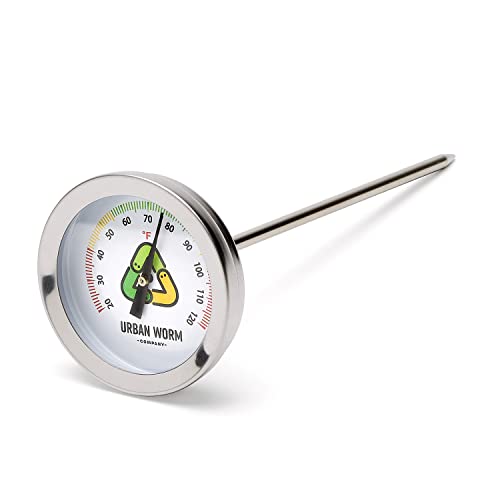 Urban Worm Soil Thermometer - 5-in Stainless Steel Stem - Perfect for Gardening & Worm Bin