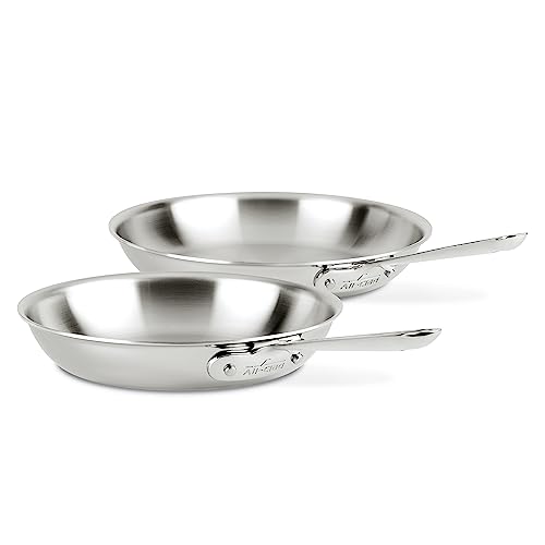 All-Clad D3 Stainless Steel Frying pan cookware Set, 10-Inch and 12-Inch, Silver