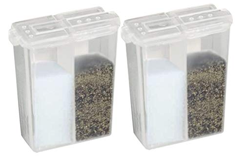 HOME-X Pocket Salt and Pepper Shaker, Dual Seasoning Container, Clear - Set of 2-2” L x 1 ½” W x ¾”H