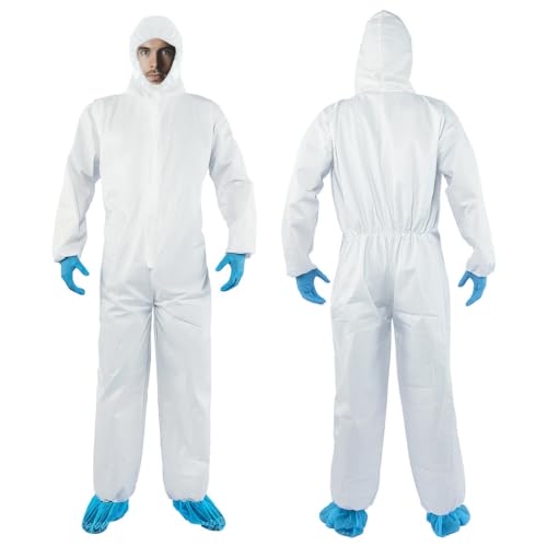 YIBER Hazmat Suits Disposable - Available in 7 sizes and 4 packaging specifications - Disposable Coveralls Suits Pressed From PPSB & PE Film