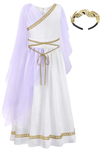 ReliBeauty Kids Greek Goddess Gostume Girls with Headband,9-11/150