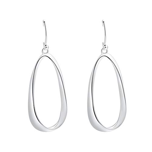 SA SILVERAGE Earings for Women 925 Sterling Silver Teardrop Earring Fashion Clip on Christmas Jewelry Dangly Statement Ear Rings Thanksgiving Gift