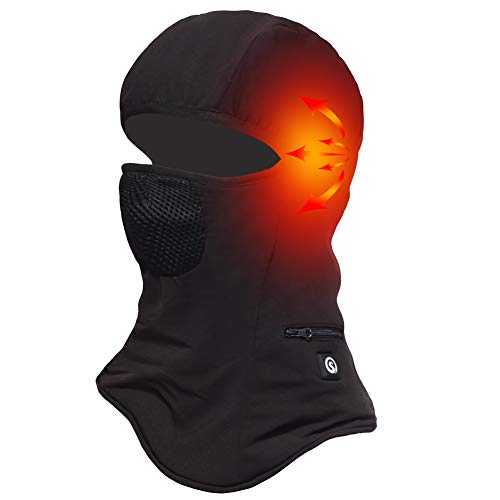 Battery Balaclava Face Ski Mask,Windproof Heated Hat Motorcycle,Riding Women Men Black