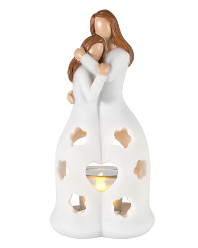 iStatue Heartwarming Gifts for Mom from Daughter - 9.1'' Large Resin Mother and Daughters Angel Statue with Tealight Holder - Unique Birthday, Christmas, Mother’s Day Home Decor (M & D)