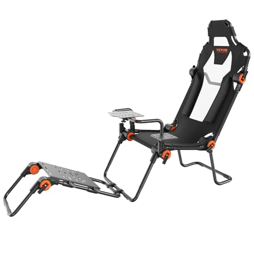 VEVOR Racing Wheel Stand Foldable Fit For Logitech,Thrustmaster,Fanatec,Hori,Mad Catz, Carbon Steel Driving Simulator Cockpit Adjustable Pedal & Dual-Mode Seating,Fit Most Steering Wheels and Pedals