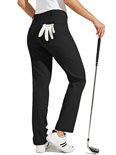 Willit Women's Golf Pants Stretch Hiking Pants Quick Dry Lightweight Outdoor Casual Pants with Pockets Water Resistant Black 12