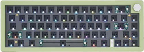 Cmokifuly GMK67 65% Mechanical Keyboard Kit Tri-Mode South-Facing RGB LED Gaming Keyboard for 3/5pin Switches,66 Keys+1 Knob Hotswap Socket PCB Gasket Mounted Plate DIY Keyboard Kit (Green)