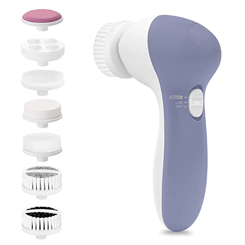 Facial Cleansing Brush Face Scrubber: CLSEVXY Electric Face Spin Cleanser Brushes with 7 Brush Heads for Deep Cleansing, Gentle Exfoliating, Removing Blackhead, Massaging