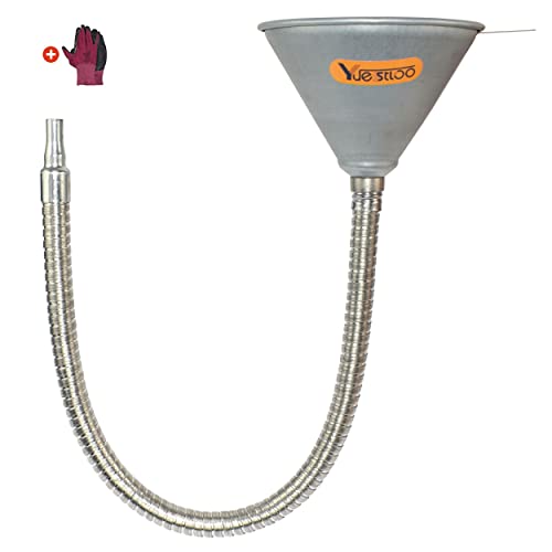 Yuesstloo 24.8' Steel Bendable Spout Funnel with Filter for All Automotive Oils, Diesel Fuel and Other Liquids, with Gloves