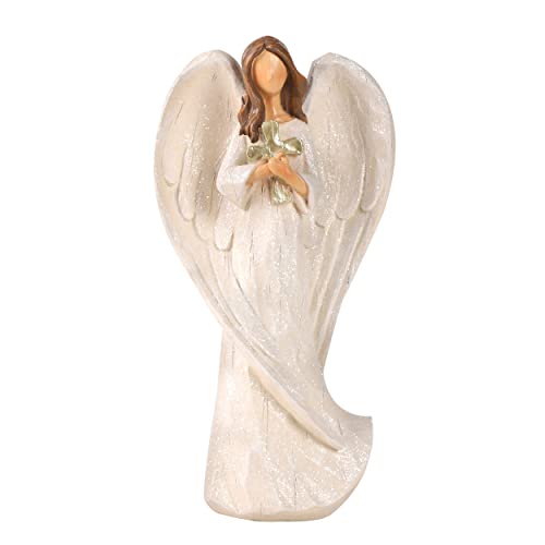 Hodao 8.9inch Resin Praying Angel Sculpture Figurine for Gifts Home Decoration Praying commemorating Angel Statue, exquisitely Carved and Hand-Painted Characters (Holding The Cross)