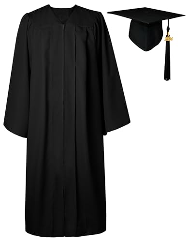 GraduatePro Matte Graduation Cap and Gown 2024 Set Bulk with Tassel for High School & College Black 48