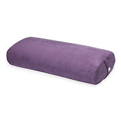 Gaiam Yoga Bolster - Long, Rectangular Meditation Pillow - Supportive Cushion for Restorative Yoga and Sitting on the Floor - Built-In Carrying Handle - Machine Washable Cover - Purple