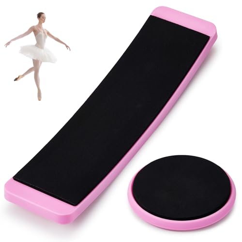 Motionchic 2 Pcs Portable Turning Board Figure Ice Skating Spinner for Ballet Dancers Ice Skaters Gymnasts Cheerleaders Training Improving Balance Pirouette Equipment (Pink)
