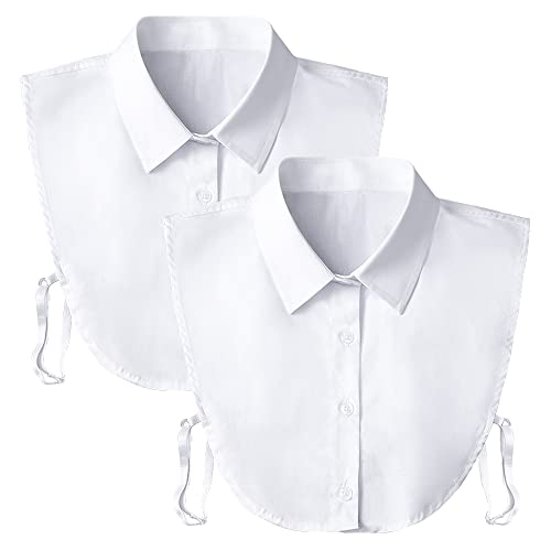 Fake Collar Detachable Dickey Collar Blouse Half Shirts Peter Pan Faux False Collar for Women & Girls Favors White, 2 Pack