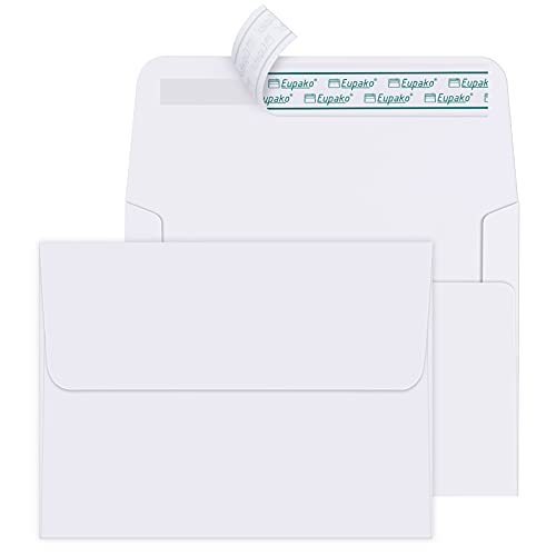 Eupako A2 White Paper Envelopes 250 Pack 4.375x5.75' Invitation Envelopes Self Seal for RSVP, Wedding, Thank you Notes, Greeting Cards, Photos, Announcements