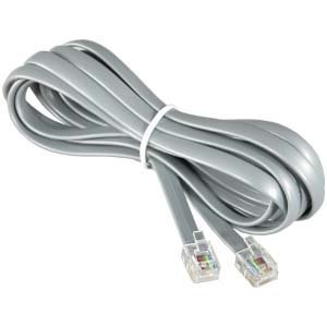 InstallerParts RJ12 Modular Telephone Cord Extension- Reverse Wiring, Silver (14FT)