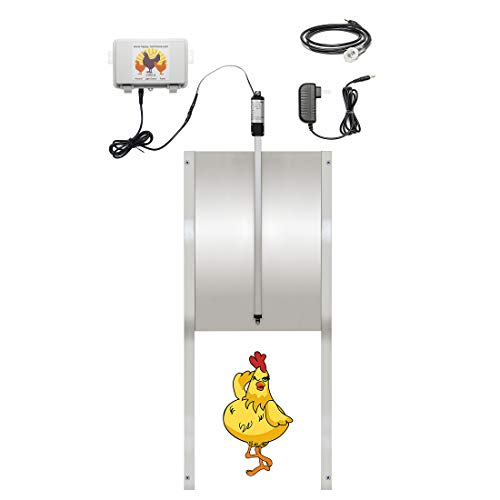 HAPPY HENHOUSE Shurlock Automatic Chicken Coop Door Kit - Features Timer, Light Sensor & Sturdy Controller - 9' W x 12' H - 110V or 12V Battery - 1-Year Warranty