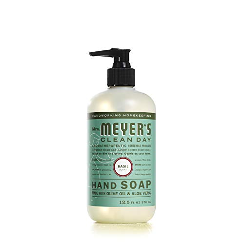 MRS. MEYER'S CLEAN DAY Hand Soap, Made with Essential Oils, Biodegradable Formula, Basil, 12.5 fl. oz