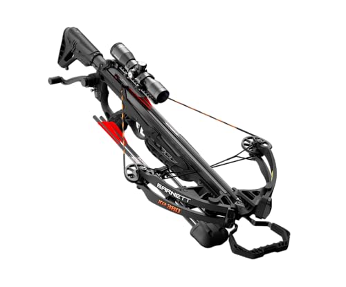 Barnett Explorer XP 380 Crossbow: Fast & Compact with Pre-Installed Crank Cocking Device, Triggertech Trigger & Soft Lok Arrow Retainer. Comes with Multi-Reticle Scope, Quiver & Headhunter Bolts