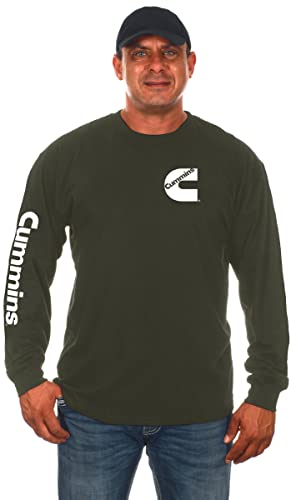 Men's Cummins Diesel Long Sleeve Crew Neck Shirt in 2 Colors (as1, Alpha, m, Regular, Regular, Army Green)