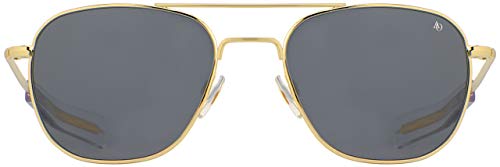 AO Original Pilot Sunglasses - Gold - True Color Gray SkyMaster Glass Lenses - Bayonet Temple - 52-20-140