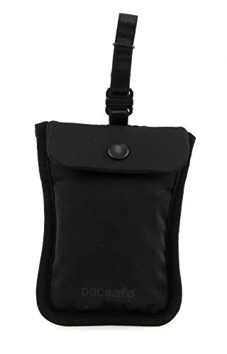 Pacsafe Coversafe S25 Hidden Undercover Travel Bra Pouch for Women (Washable) - Stash up to 6 Credit Cards plus Money and Key with Adjustable, Elastic Strap; Suitable for all Bra Sizes (Black)