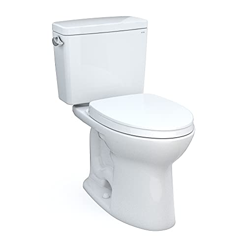 TOTO Drake Two-Piece Elongated 1.6 GPF TORNADO FLUSH Toilet with CEFIONTECT and SoftClose Seat, WASHLET+ Ready, Cotton White - MS776124CSG#01