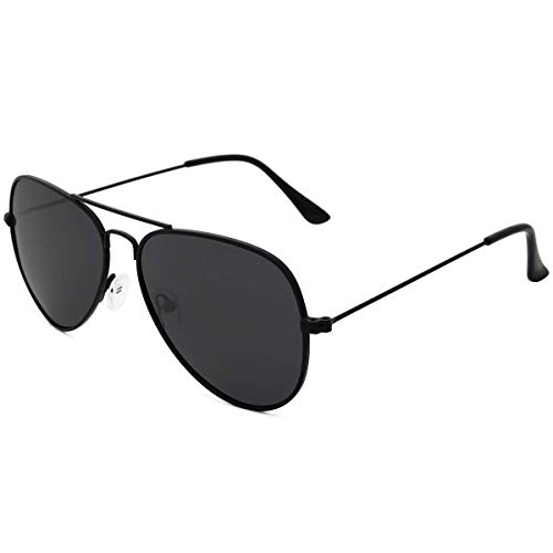 livho Sunglasses for Men Women Aviator Polarized Metal Mirror UV 400 Lens Protection (*Black)