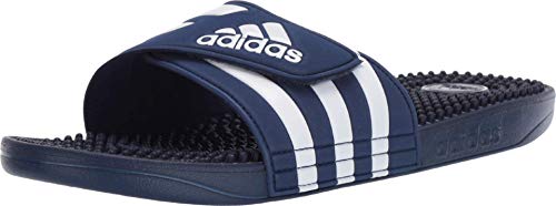 adidas Unisex Adissage Slides Sandal, Dark Blue/White/Dark Blue, 12 US Men