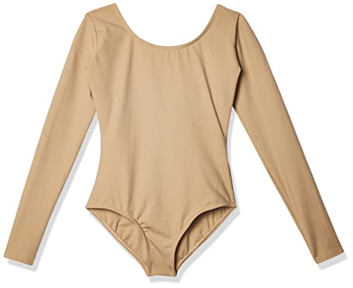 Capezio girls Team Basic Long Sleeve Leotard Jumpsuit, Nude, Large US