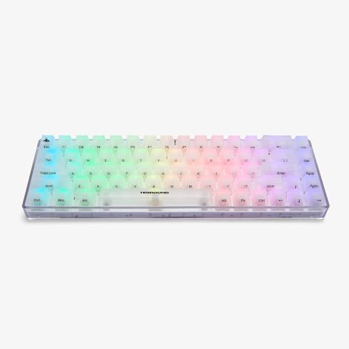 Higround Crystal Opal Basecamp 65% Mechanical USB Wired Gaming Keyboard, White Flame Switches, Programable RGB, Transparent/Translucent, Hot-Swappable, Deep Thock Creamy Sounding PC Keyboard