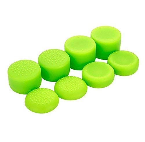 for PS5, PS4, PS3, Switch Pro, Xbox one, Xbox 360, Wii U, PS2 Controller Analog Stick Thumbsticks Joystick Cap Rubber Cover Silicone Thumb Grip Cap Joystick Thumbstick Replacement (Pack of 8 Green)