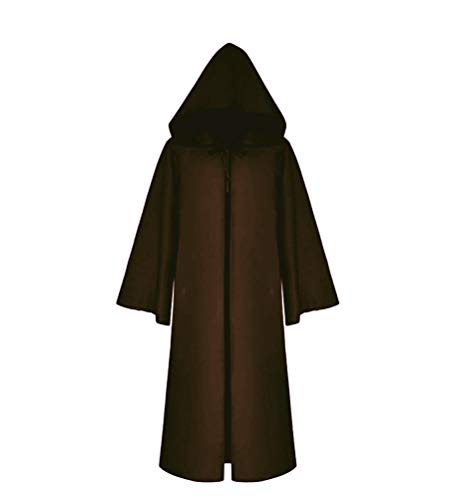 Cos2be Medieval Priest Monk Robe-Hooded Cap Cloak (Large, Coffee Hooded)