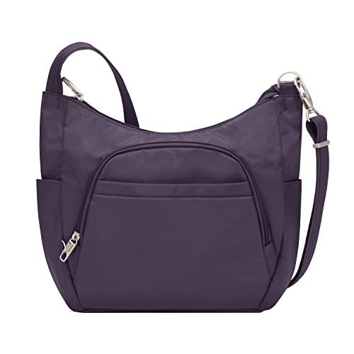 Travelon Anti-Theft Cross-Body Bucket Bag, Purple, 14' X 11.5' X 3'