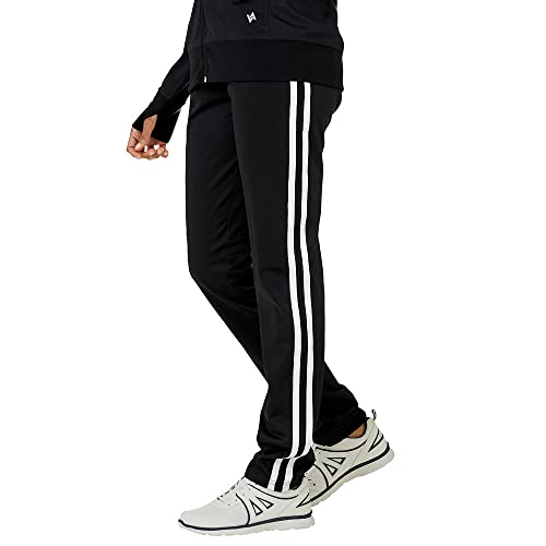 Vevo Active Womens Striped Track Pant L Blackwhite